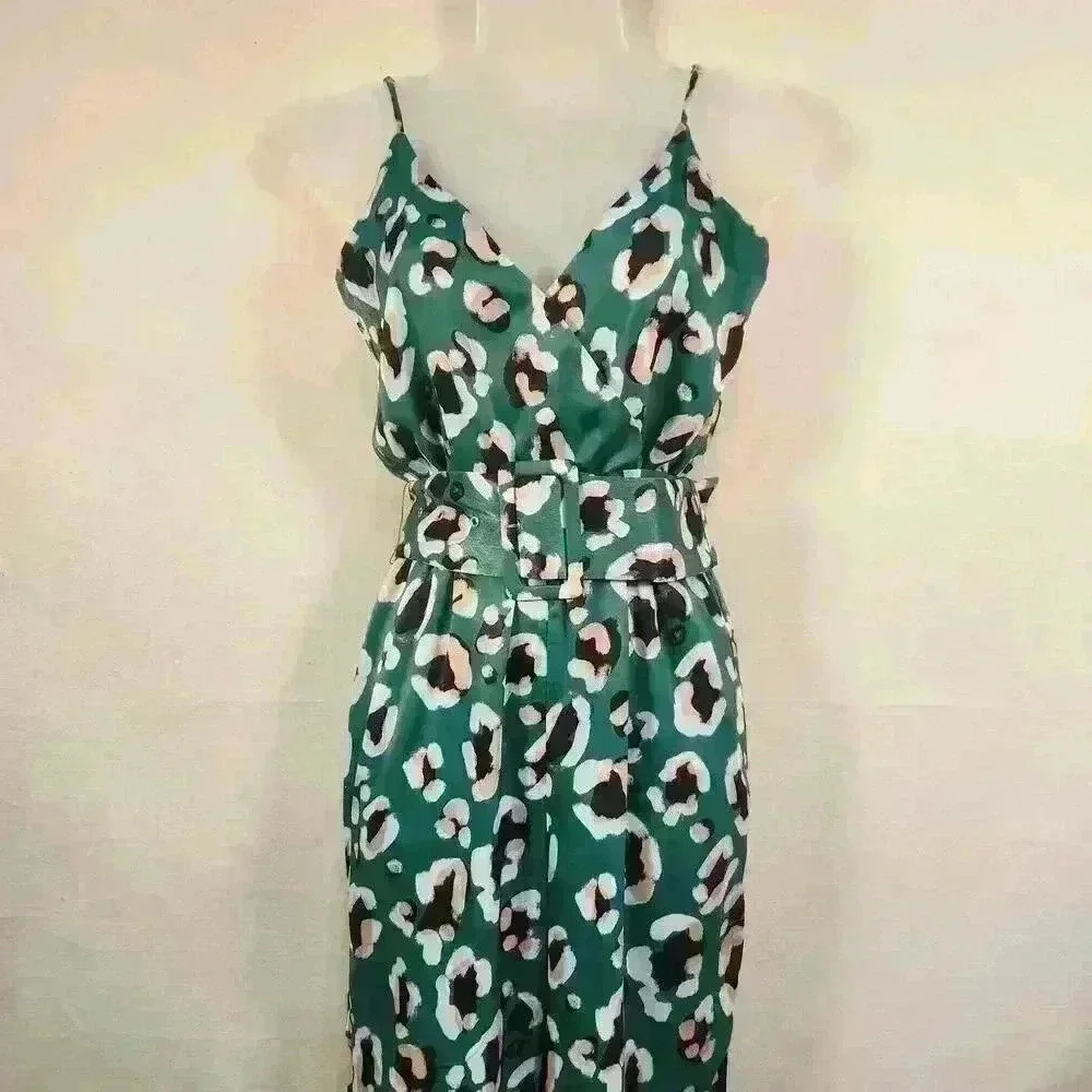 House of Harlow x Revolve Elegant‎ Green Animal Print Rudy Jumpsuit Size XS